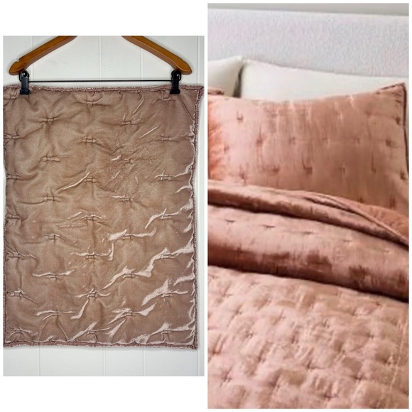 West Elm Other - West Elm Dusty Pink Velvet Quilted Pillow Sham Pillow Case Standard Girly Preppy